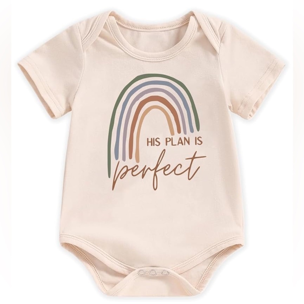 🍓$5 Pick!🍓 NWOT Cream Rainbow Print Baby Onesie
